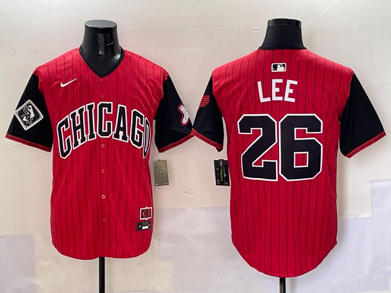 Men Chicago White Sox #26 Lee Red Stripe Joint Name Nike 2025 MLB Jersey style 8->chicago white sox->MLB Jersey
